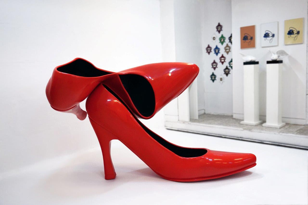 Nastaran Safaei. Red Shoes. Fiberglass, 230 x 170 x 140 cm, 2016